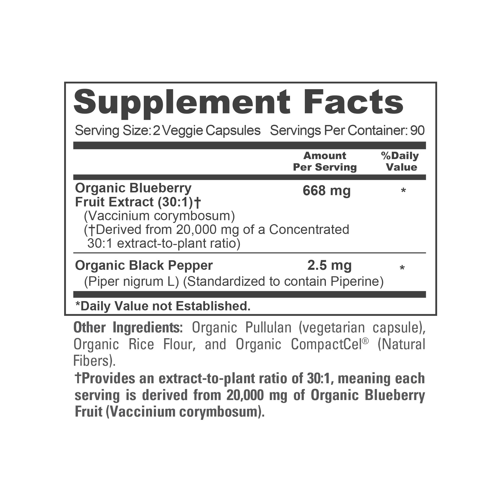 NusaPure Blueberry Concentrate 30:1 Extract, 667 mg Equivalent to 20,000 mg 180 Veg Caps Suitable for Vegetarian, Vegan, Non-GMO