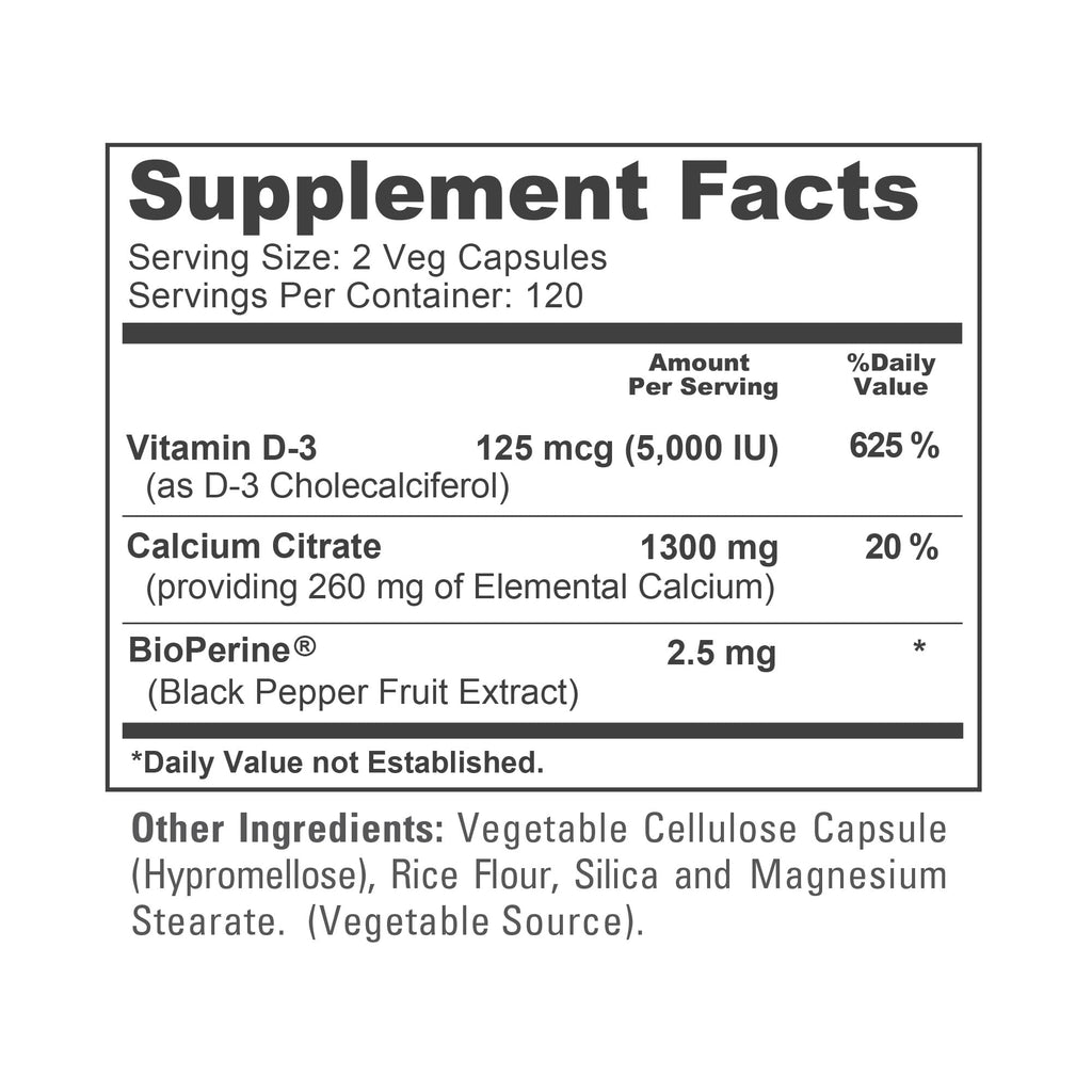 NusaPure Super Calcium with Vitamin D 3 & Calcium Citrate - Suitable for Vegetarian/Vegan, Non - GMO - 1300mg - 240 Capsules