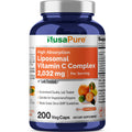 NusaPure Liposomal Vitamin C 2032mg - 200 Veggie Vegan Capsules, BioPerine - High Absorption Ascorbic Acid
