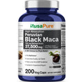 NusaPure Peruvian Black Maca Root Extract 50:1 - Suitable for Vegetarian/Vegan, Non - GMO - 37500 mg - 200 Capsules