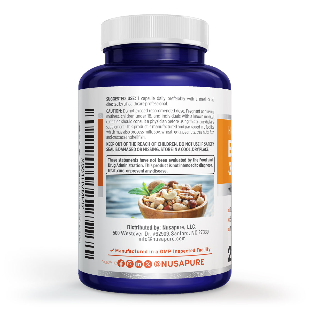 NusaPure Benfotiamine 300mg Per Veggie Caps 220 Count (Non-GMO, Vegan) Bioperine