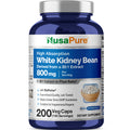 NusaPure White Kidney Beans 30:1 Extract, 800 mg 200 Vegan Capsules - Bioperine - (Vegan, Non-GMO)
