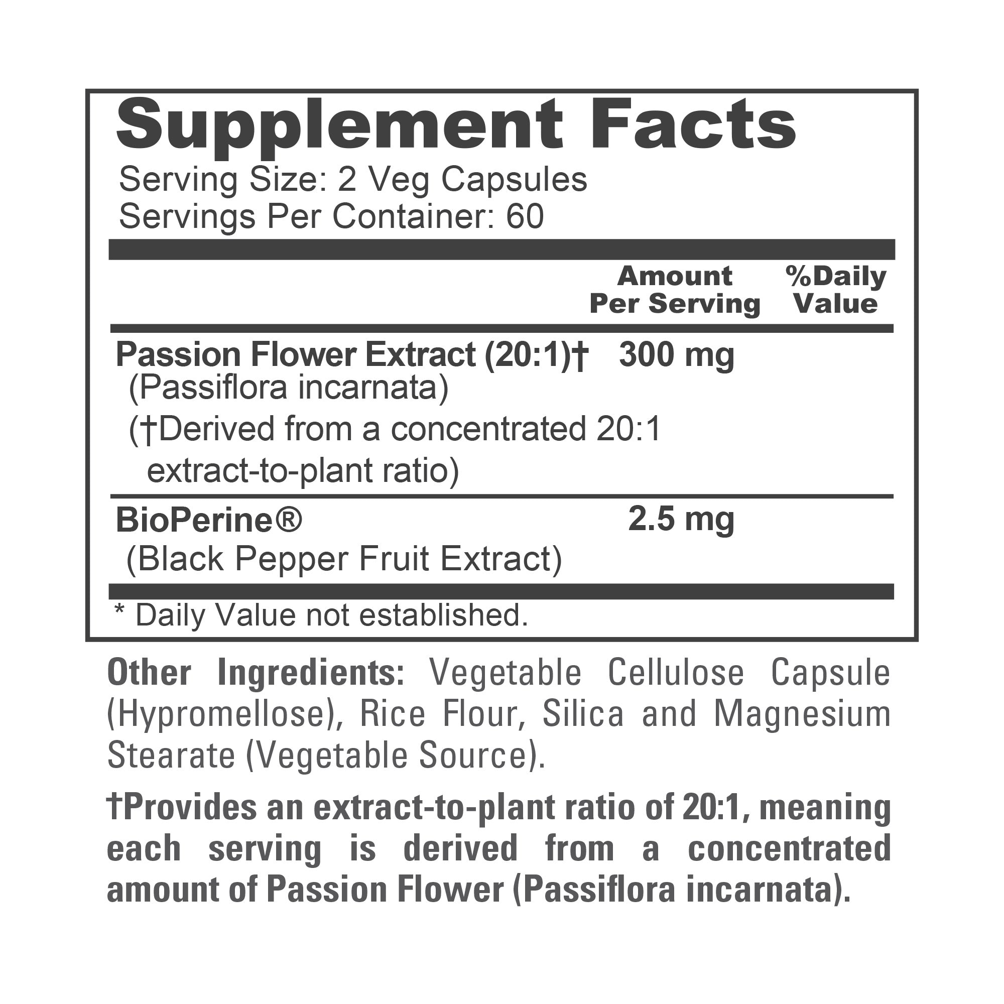 NusaPure Passion Flower 20:1 Extract, 300 mg, 120 Veggie Caps, Non-GMO, Bioperine, Extract Supplement