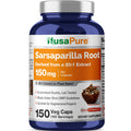 NusaPure Sarsaparilla Root 20:1 Extract - Suitable for Vegetarian/Vegan, Non - GMO - 150 mg - 150 Capsules