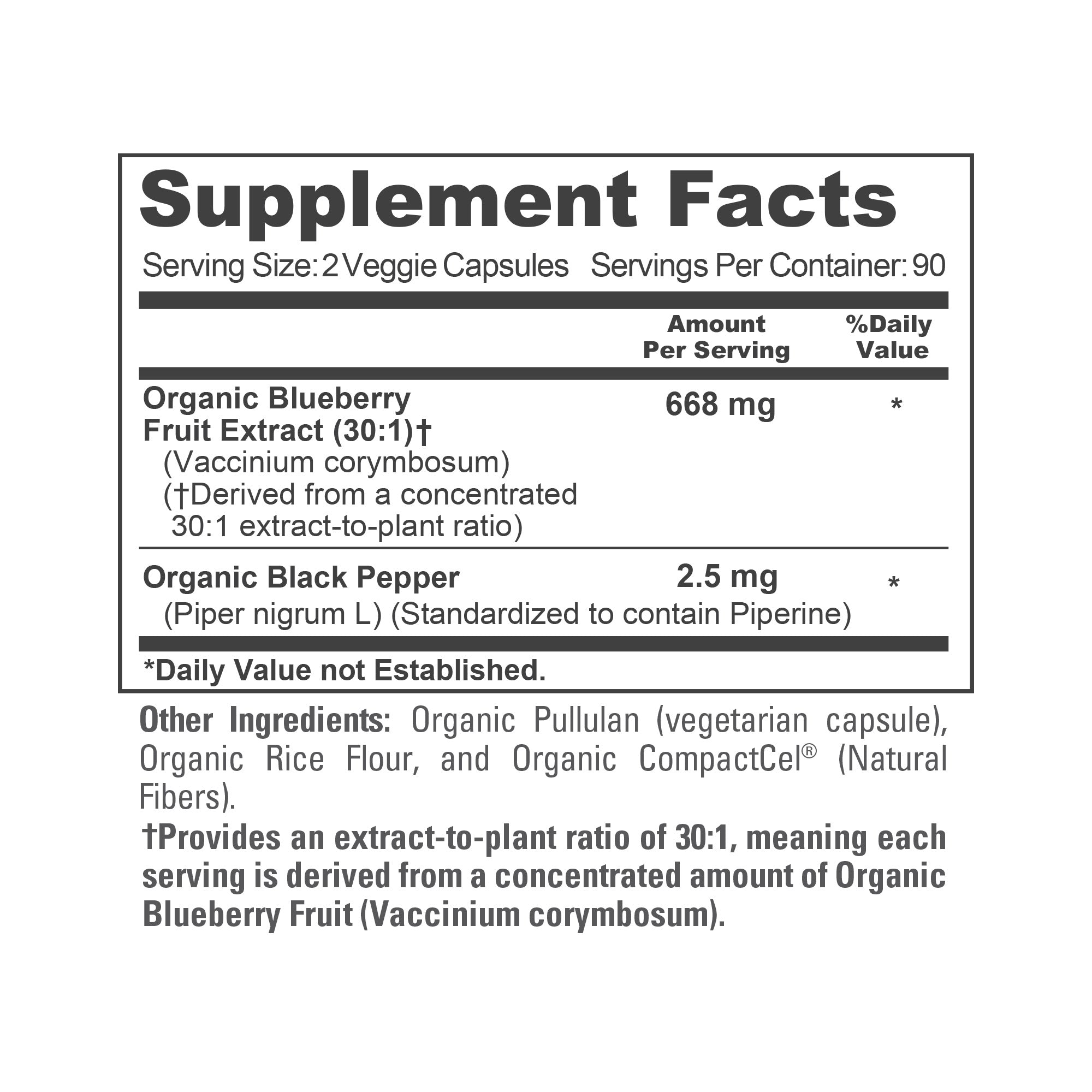 NusaPure Blueberry Concentrate 30:1 Extract, 667 mg 180 Veg Caps Suitable for Vegetarian, Vegan, Non-GMO