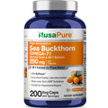 NusaPure Sea Buckthorn Omega-7 30:1 Extract, 250 mg per Veggie Caps - 200 Capsules - Non-GMO & Vegan