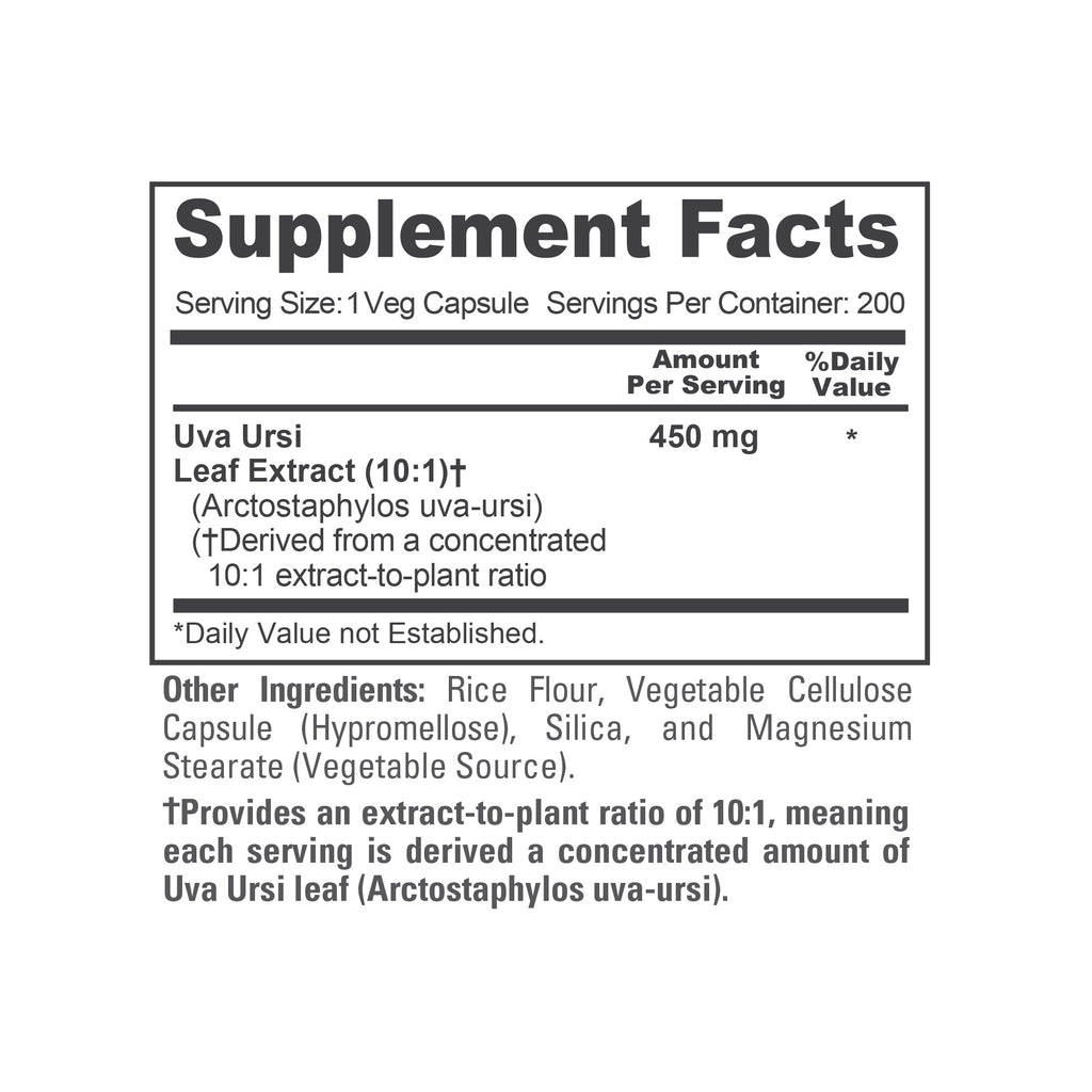 NusaPure Uva Ursi 10:1 Extract, 450 mg 200 Vegetarian caps (Non-GMO, Vegan) Bearberry