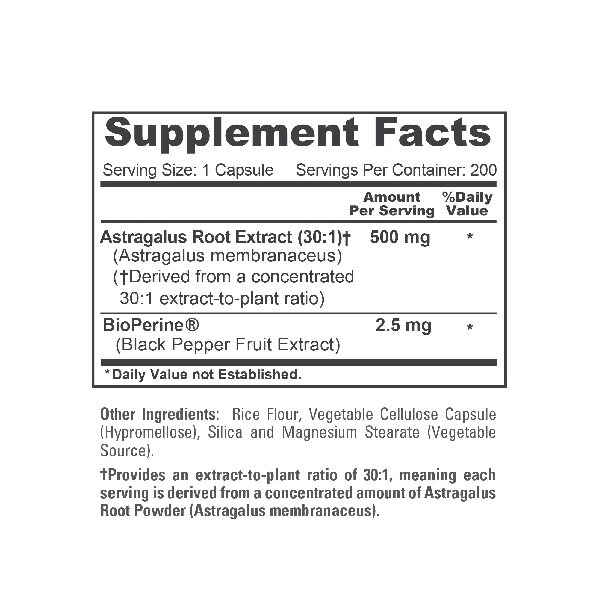 NusaPure Astragalus Root 30:1 Extract, 500 mg 200 Veg Caps Suitable for Vegetarians and Vegans, Non-GMO