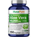 NusaPure Aloe Vera 40,000mg Per Veggie Caps - 150 Count - Aloe Vera Gel Supplement - Extract 200:1, Vegetarian, Non-GMO, Bioperine
