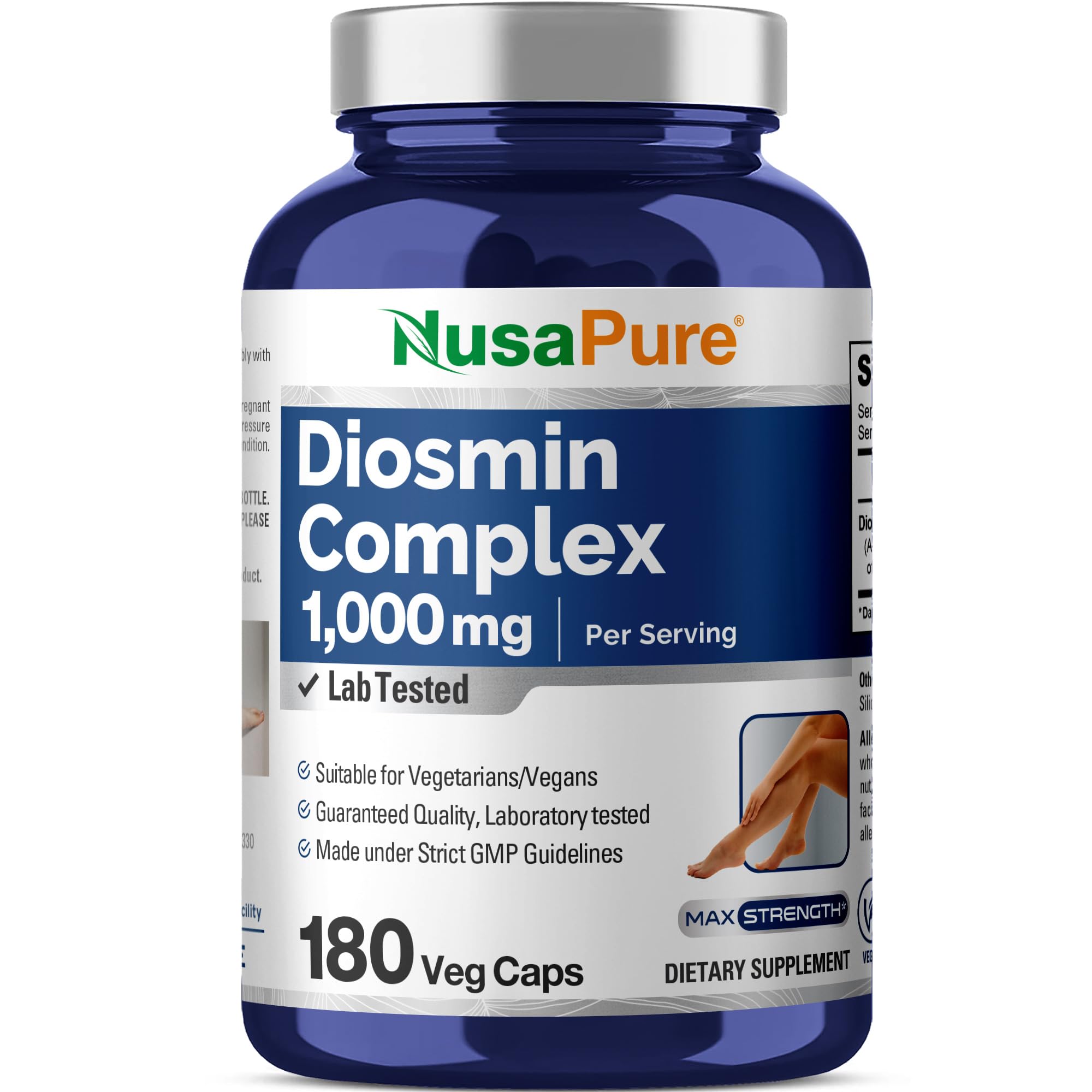 NusaPure Diosmin Complex 1,000mg per Serving 180 Veggie Caps (Non-GMO, Vegan) Citrus Aurantium