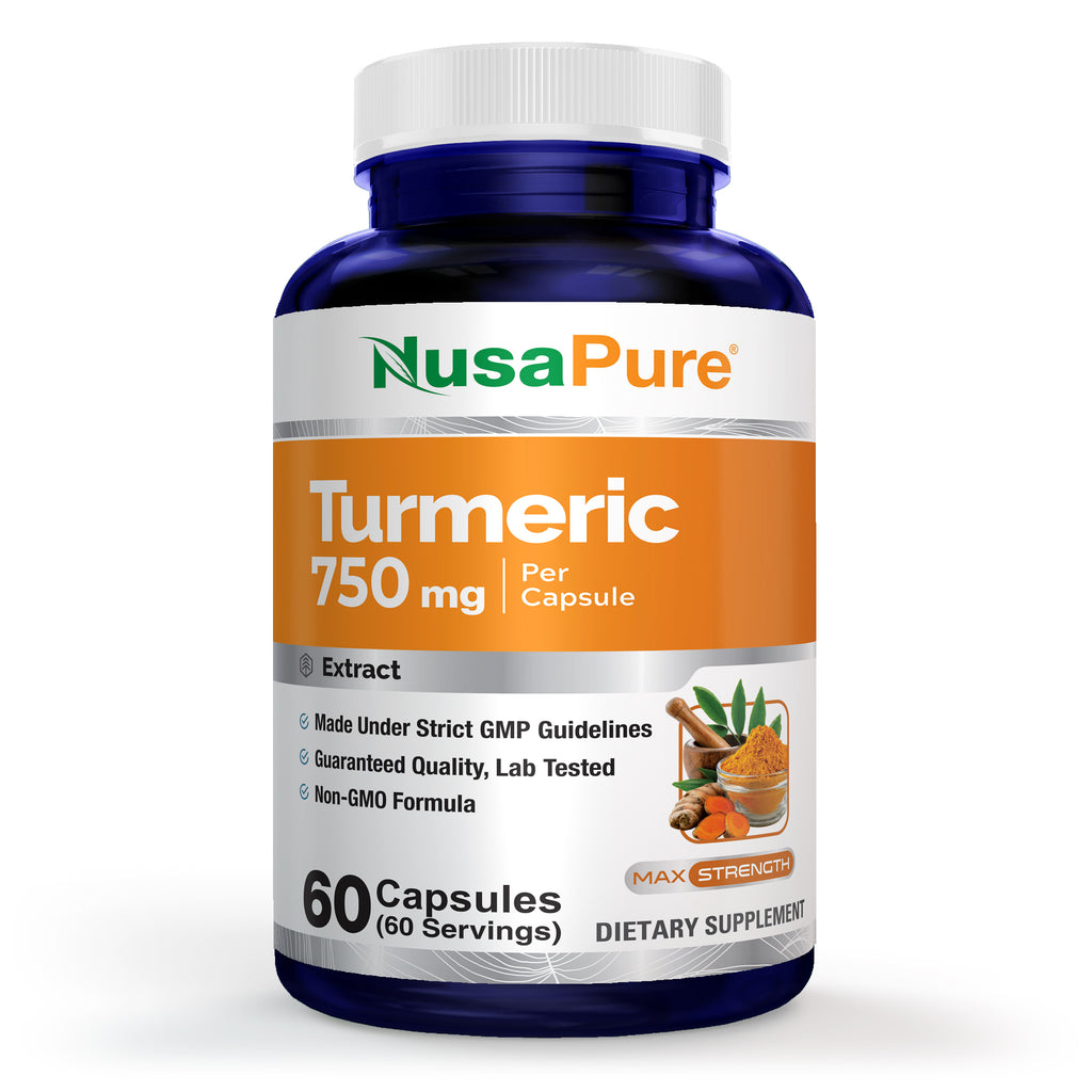 NusaPure Turmeric, Non-GMO, 750mg, 60 Capsules - 60 Servings